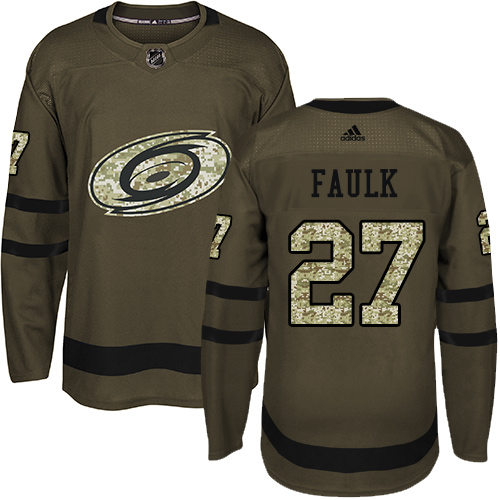 Adidas Hurricanes #27 Justin Faulk Green Salute to Service Stitched NHL Jersey - Click Image to Close